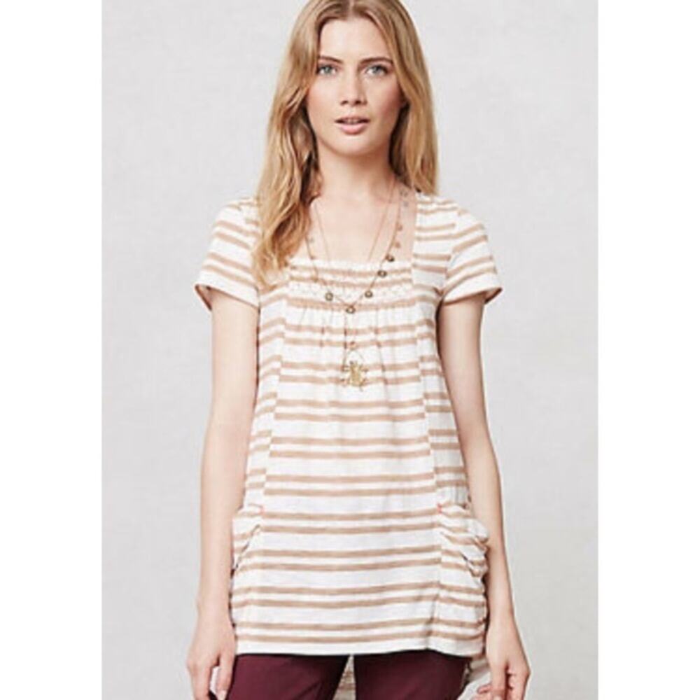Anthro Meadow Rue Stripe Hi-low Marin Eyelet Tunic